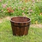 Gardenised Rustic Wooden Whiskey Barrel Planter with Durable Medal Handles and Drainage Hole - Small QI003236.S - alternate 3